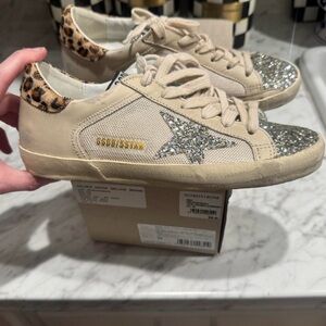 Golden Goose Women's Glitter Sneakers - Cream and Gold